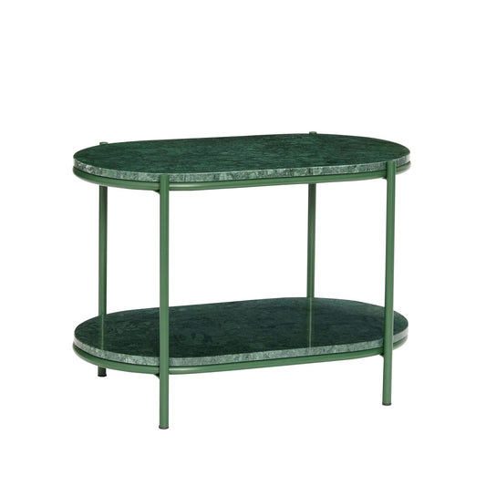 Marble Side Table | Dark Green & Metal Base