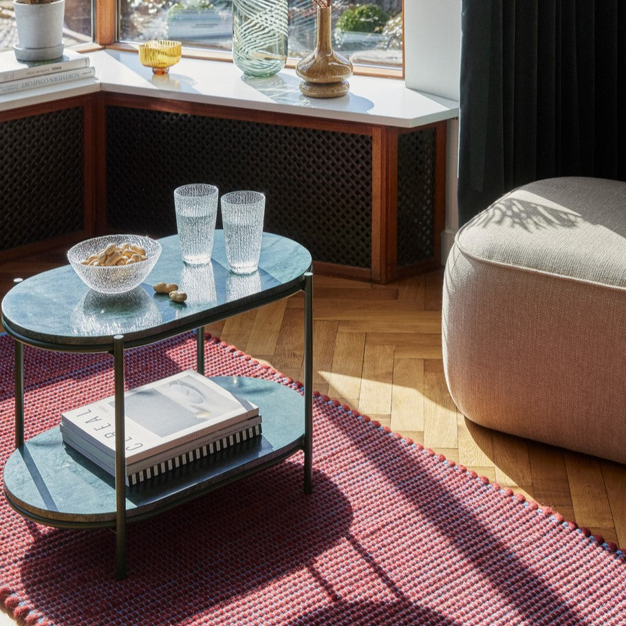 Marble Side Table | Dark Green & Metal Base