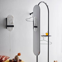 Clothes Rack with Mirror | Black Metal