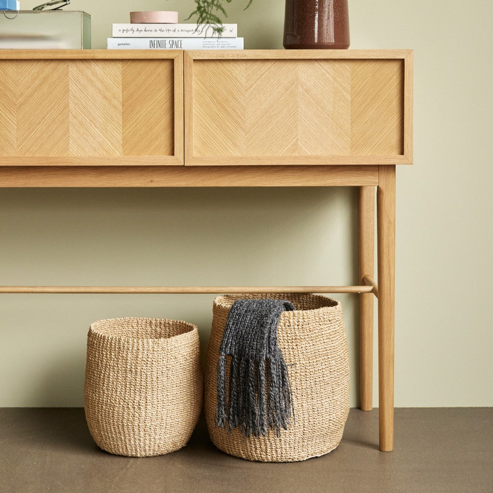 Herringbone Console Table Drawers Natural