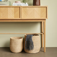 Herringbone Console Table Drawers Natural