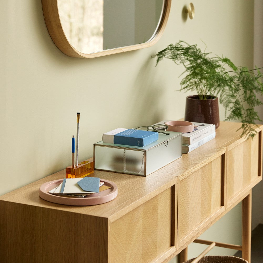 Herringbone Console Table Drawers Natural