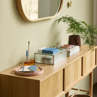 Herringbone Console Table Drawers Natural