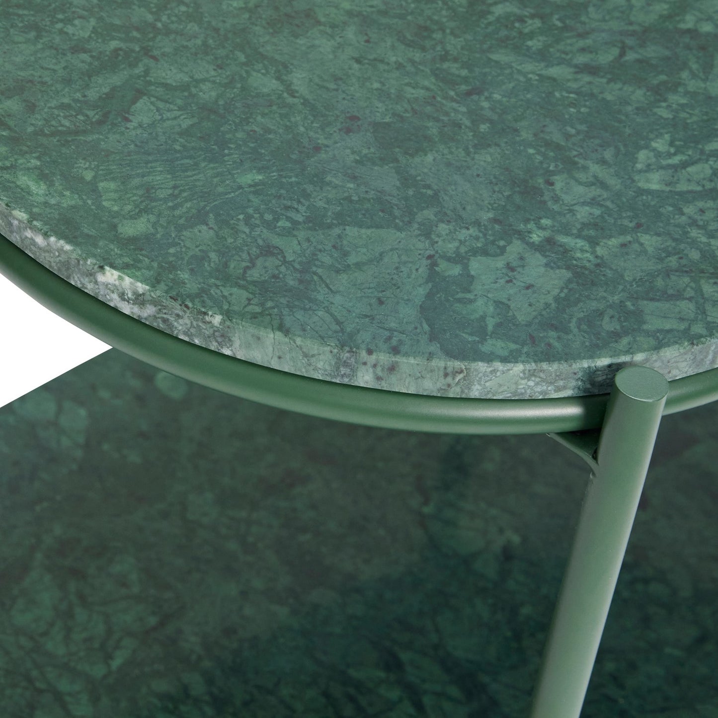 Marble Side Table | Dark Green & Metal Base