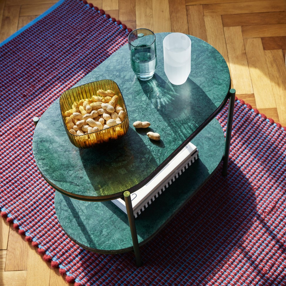 Marble Side Table | Dark Green & Metal Base