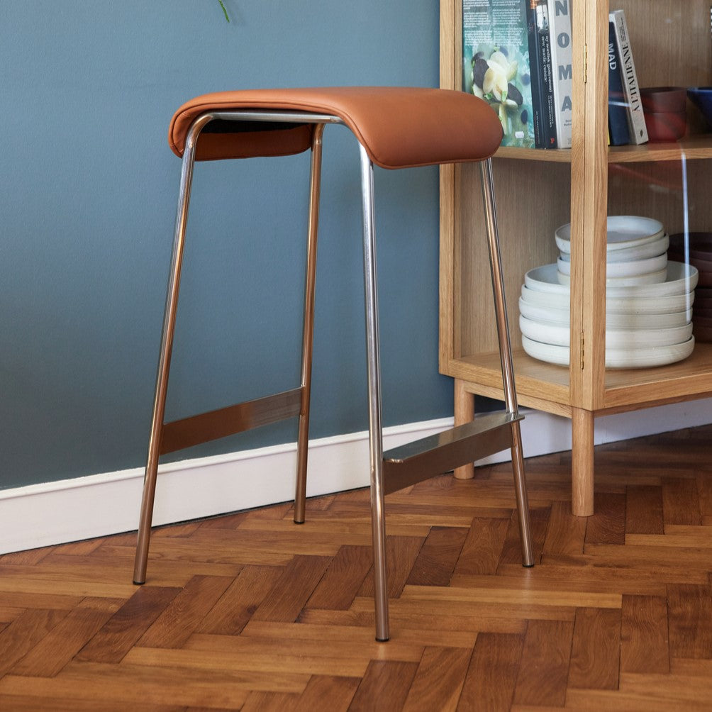 Avenue Bar Stool Nickel/Brown | Set of 2