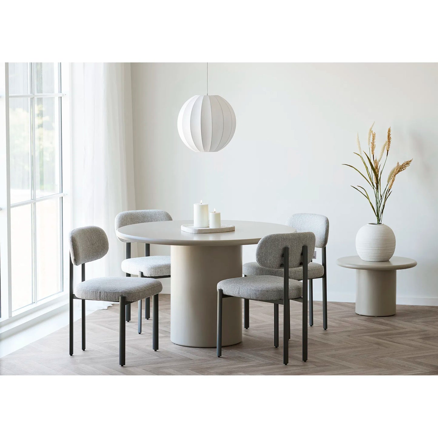 Royan Dining Chair: Minimalist Poise in Monochromatic Grey | Set of 2