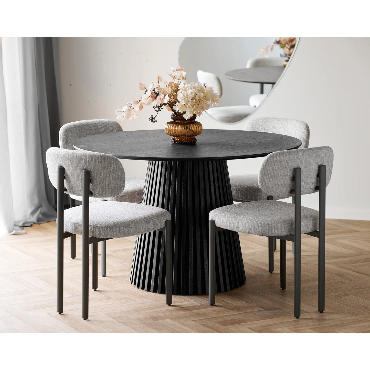 Royan Dining Chair: Minimalist Poise in Monochromatic Grey | Set of 2