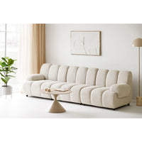 Taza 3.5 Person Modular Sofa: Linear Elegance in Sand