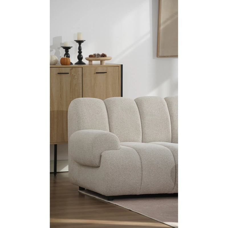 Taza 3.5 Person Modular Sofa: Linear Elegance in Sand