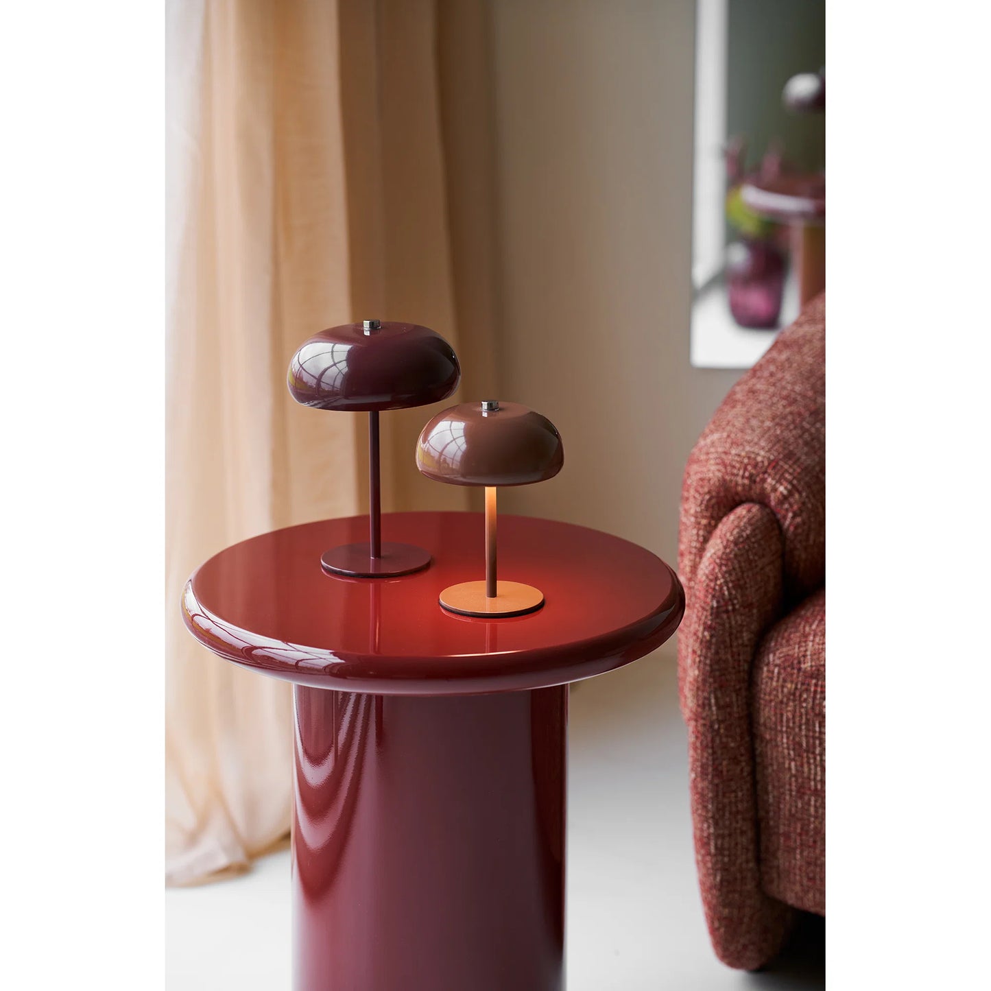 Otago Side Table: Architectural Depth in Bordeaux