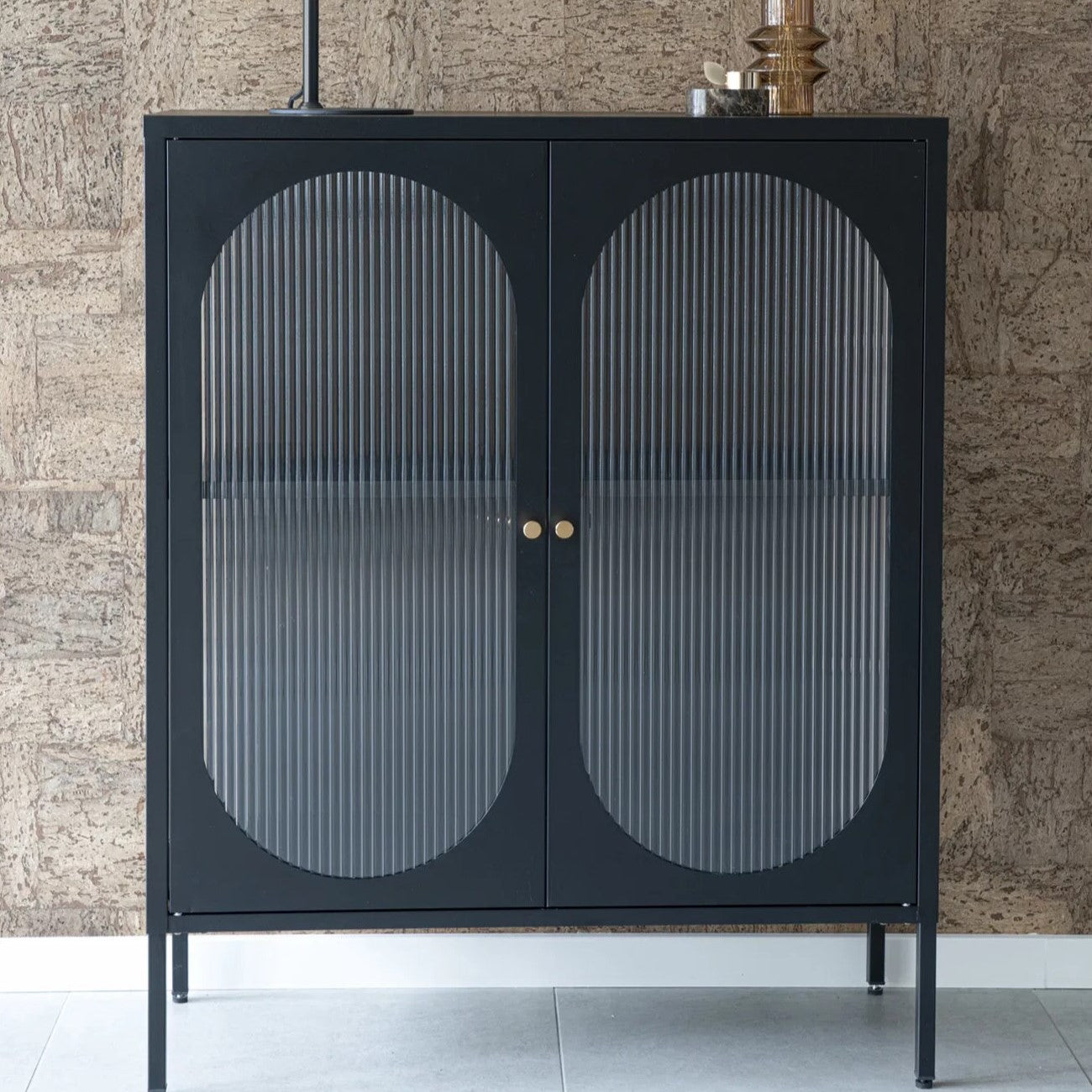 Adelaide Display Cabinet | Rippled Glass Door