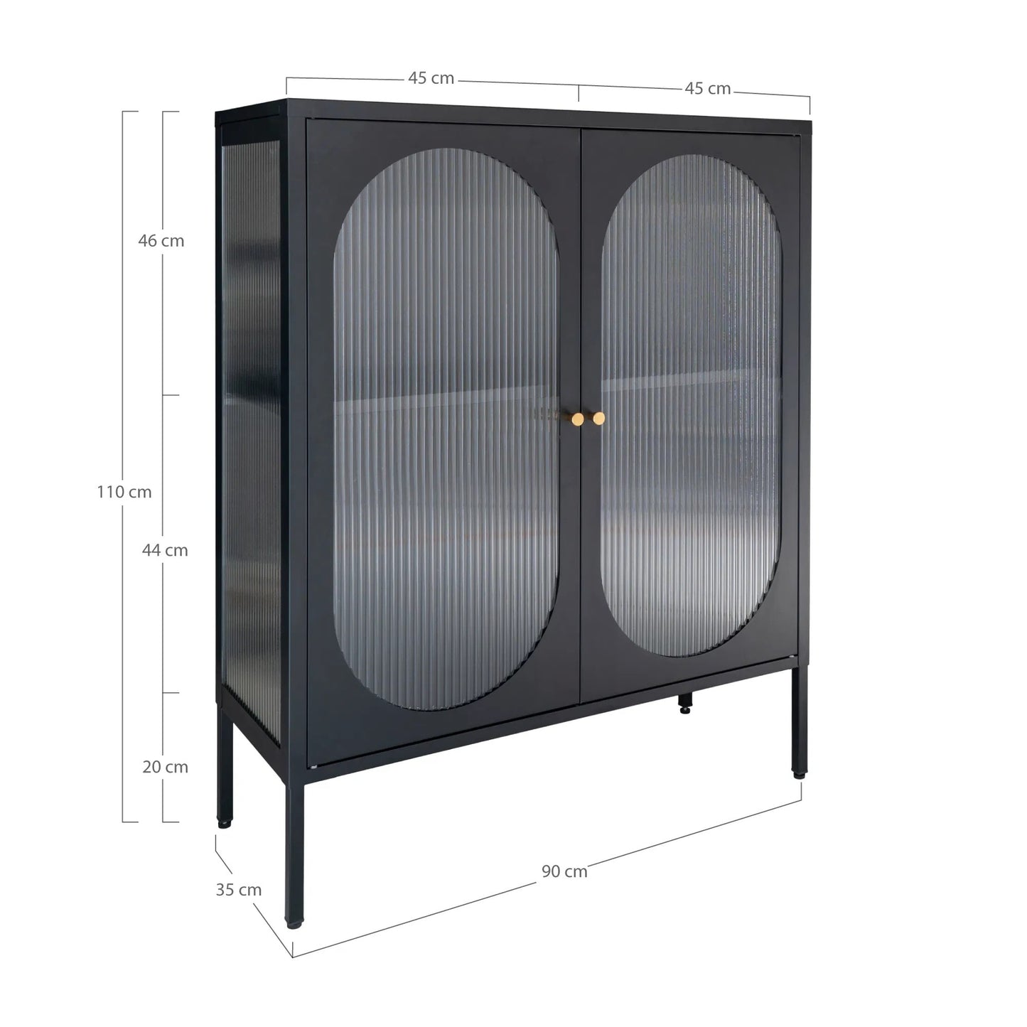 Adelaide Display Cabinet | Rippled Glass Door