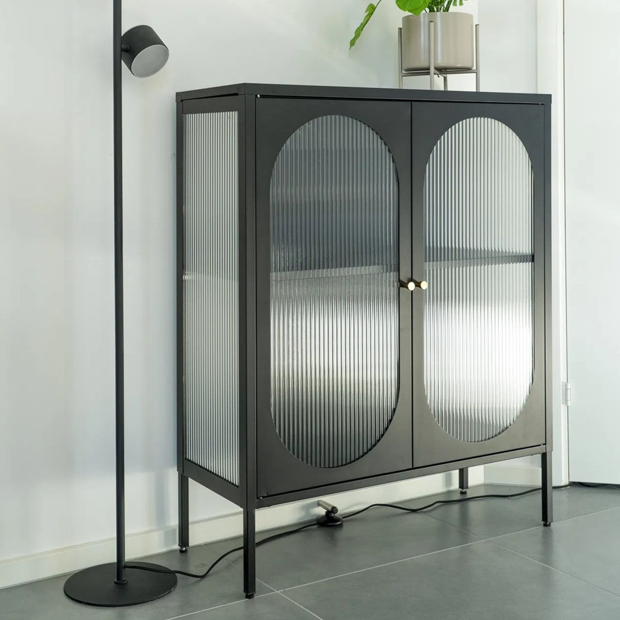 Adelaide Display Cabinet | Rippled Glass Door