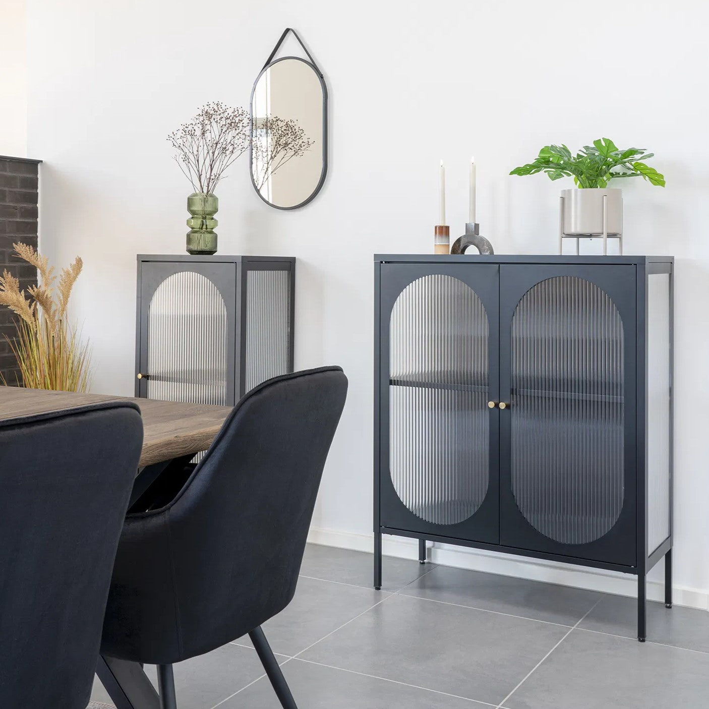 Adelaide Display Cabinet | Rippled Glass Door