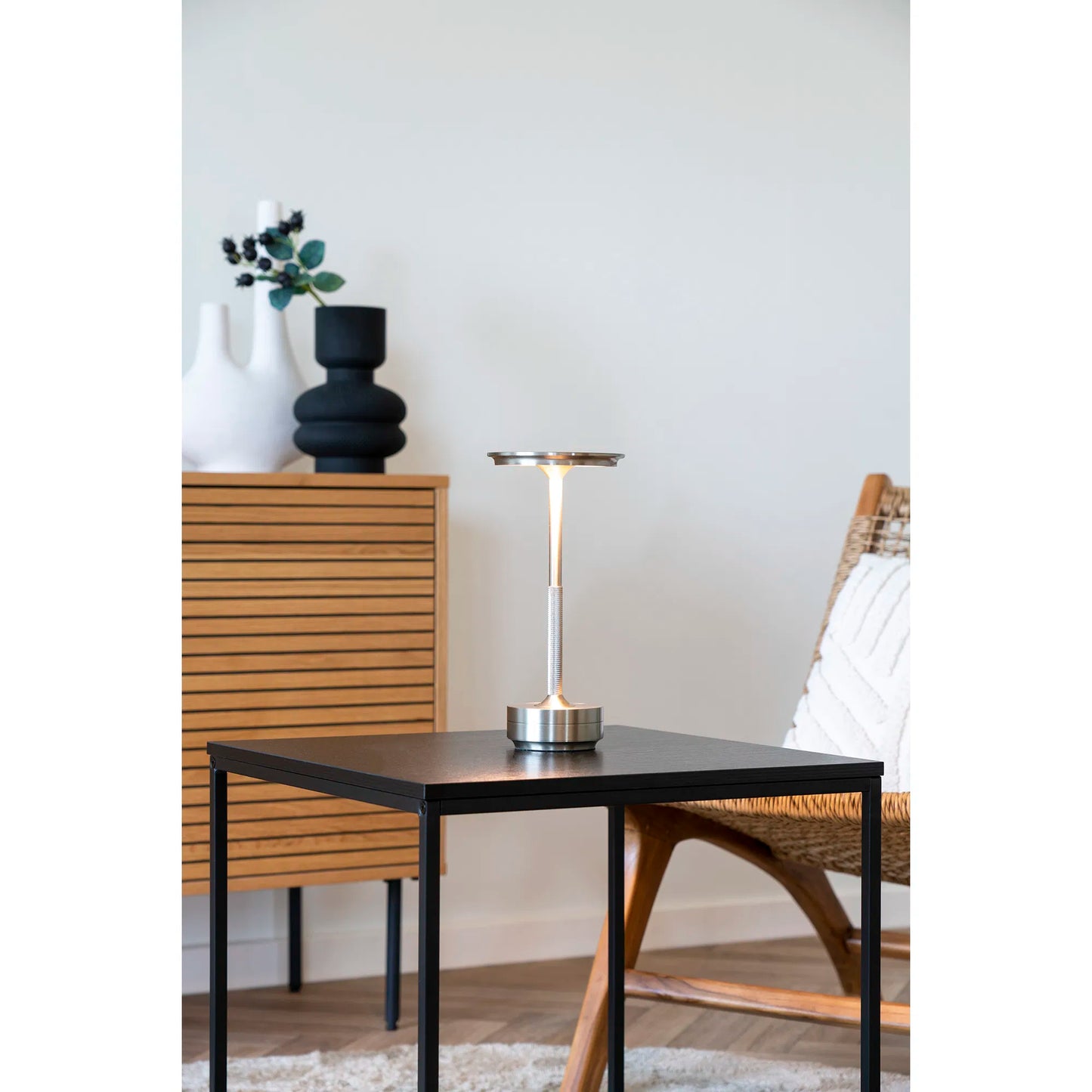 Lyne Portable LED Table Lamp | Nickel