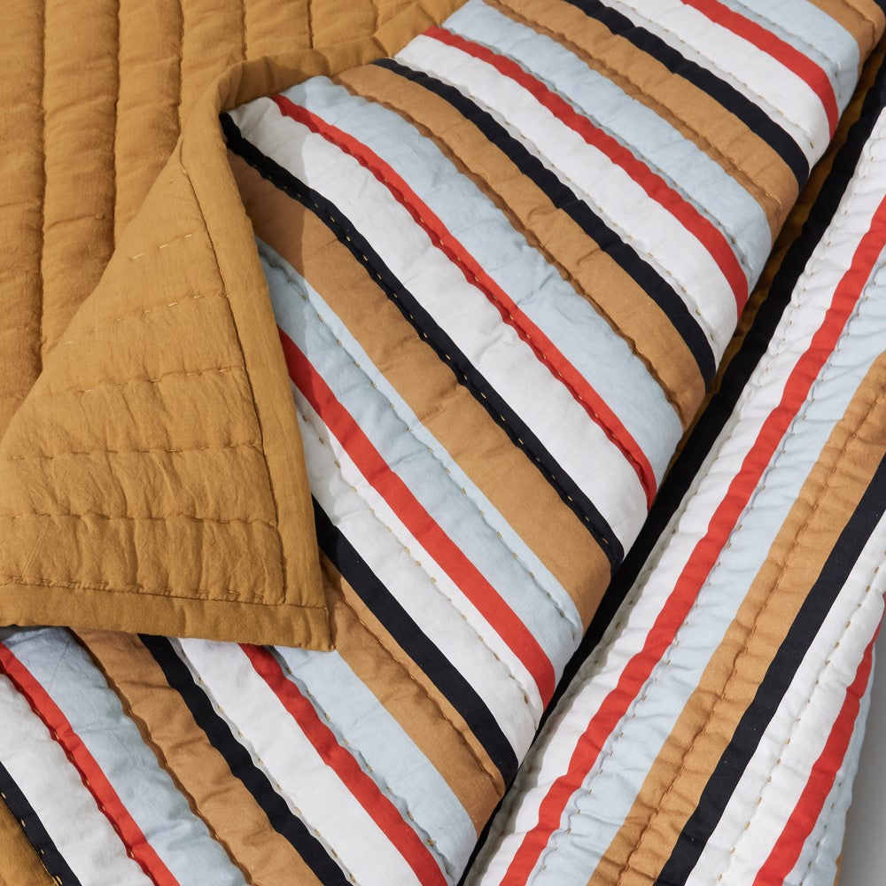 Pavilion Plaid Stripe Ochre/Multicolour 140 x 200