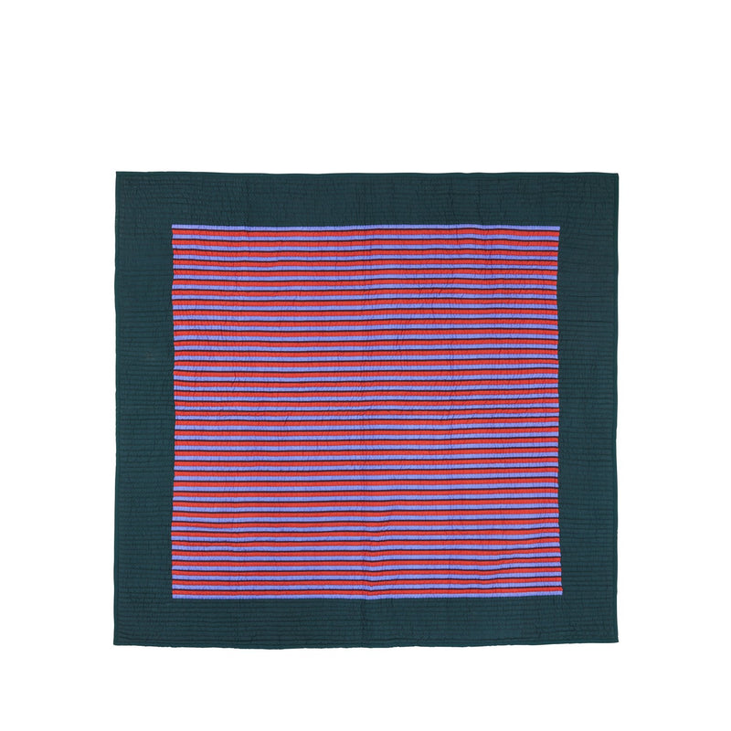 Twist Bedspread Stripe 260×260 Petrol/Multicolour