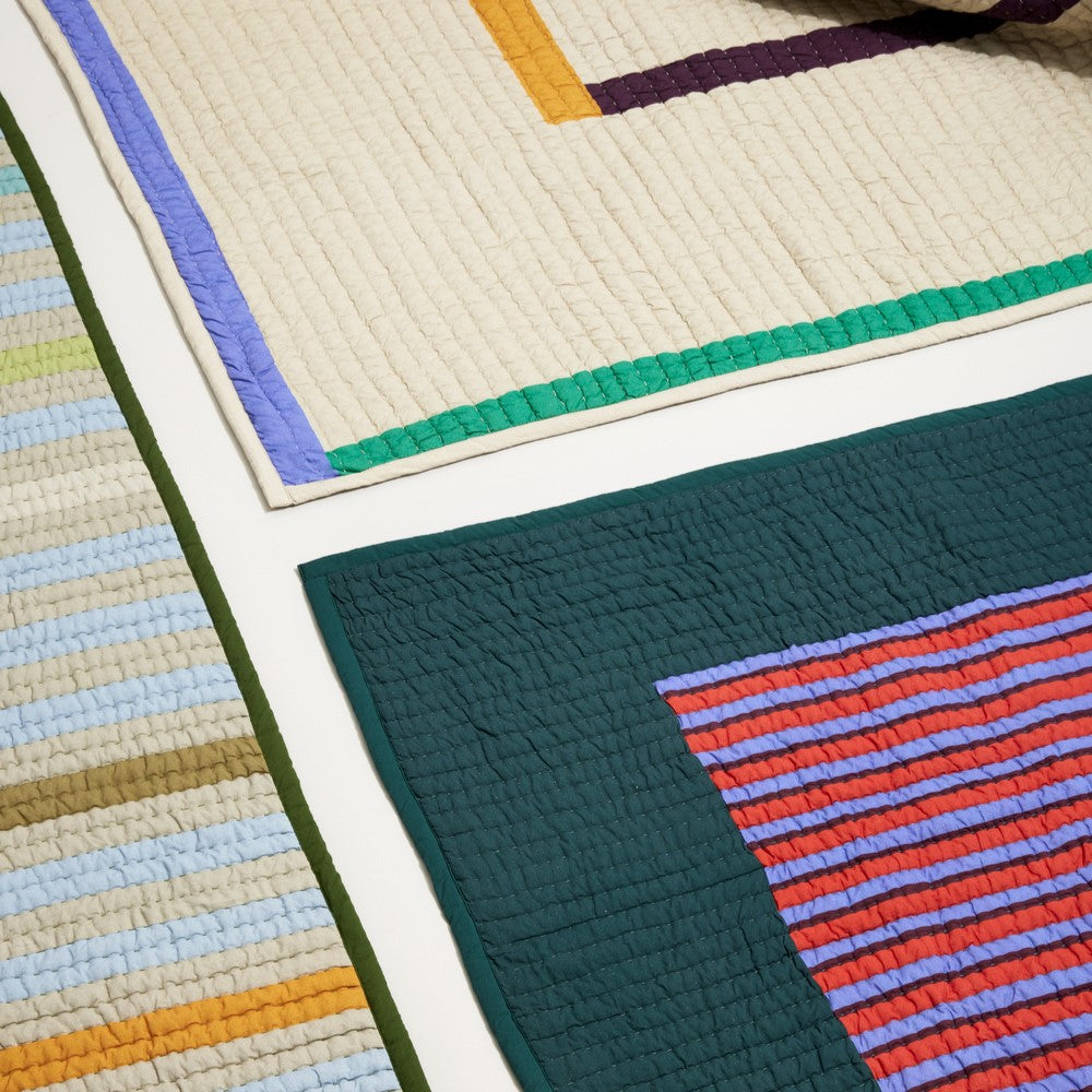Twist Bedspread Stripe 260×260 Petrol/Multicolour