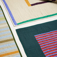 Twist Bedspread Stripe 260×260 Petrol/Multicolour