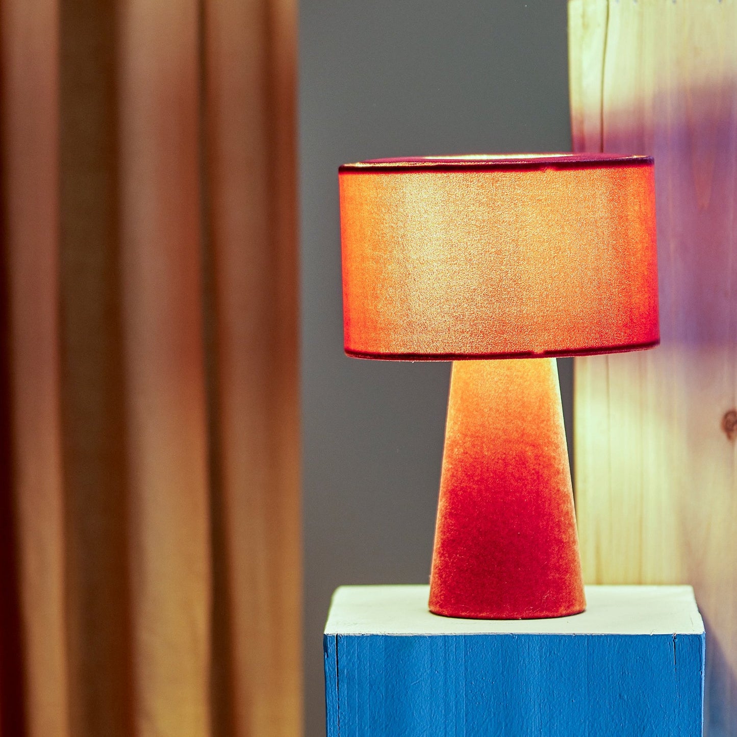 Red Velvet Table Lamp