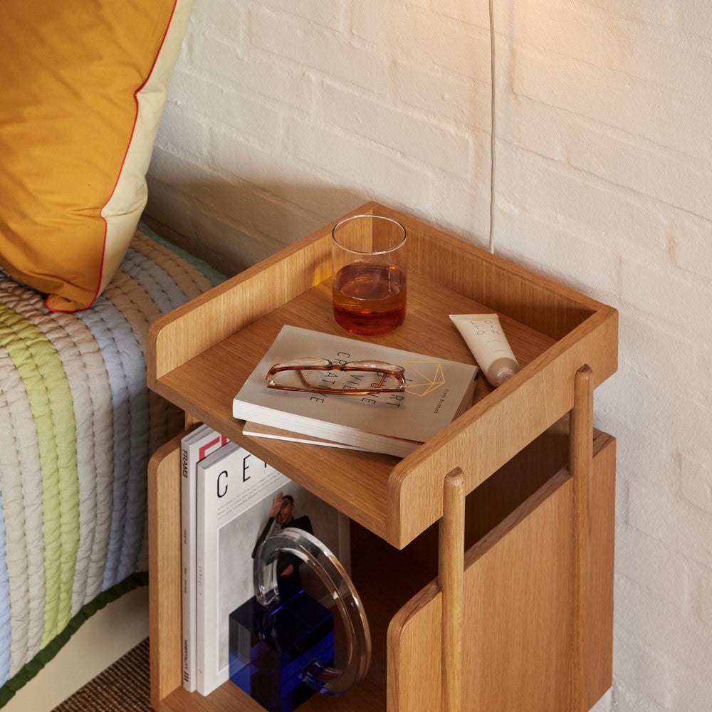 Oak Side Table | Minimalist Open Storage