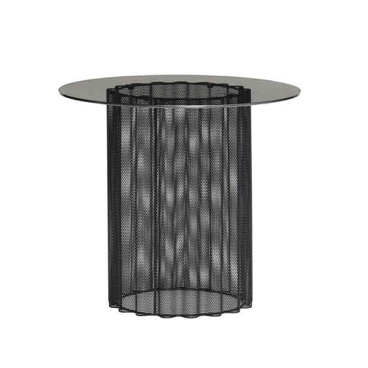 Mesh Design Side Table | Black Metal and Glass