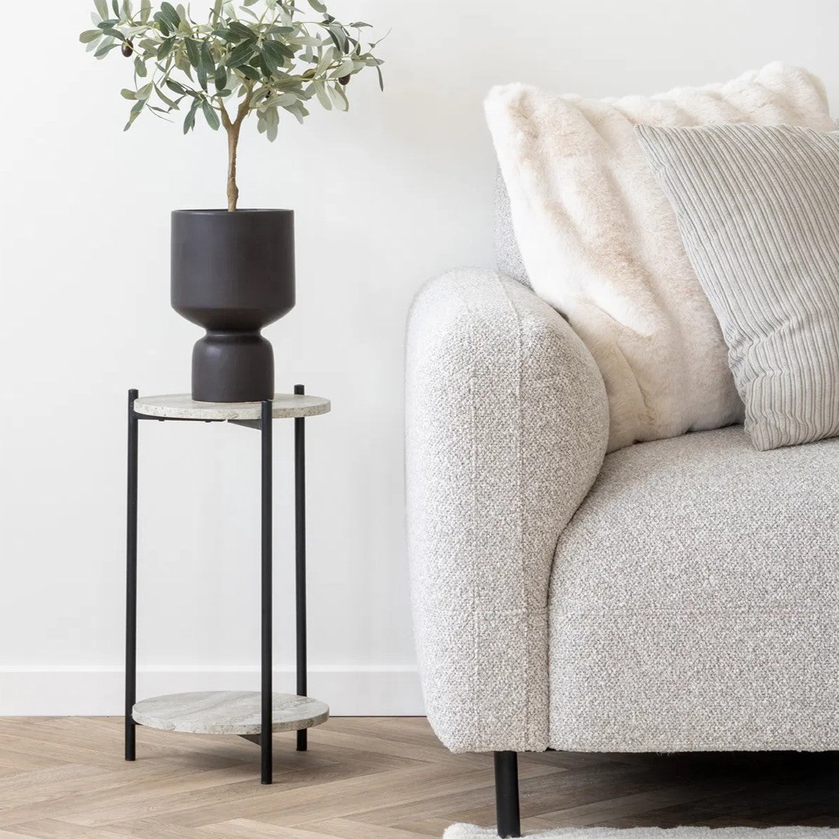 Salvador Lounge Sofa | Light Grey Bouclé | Right