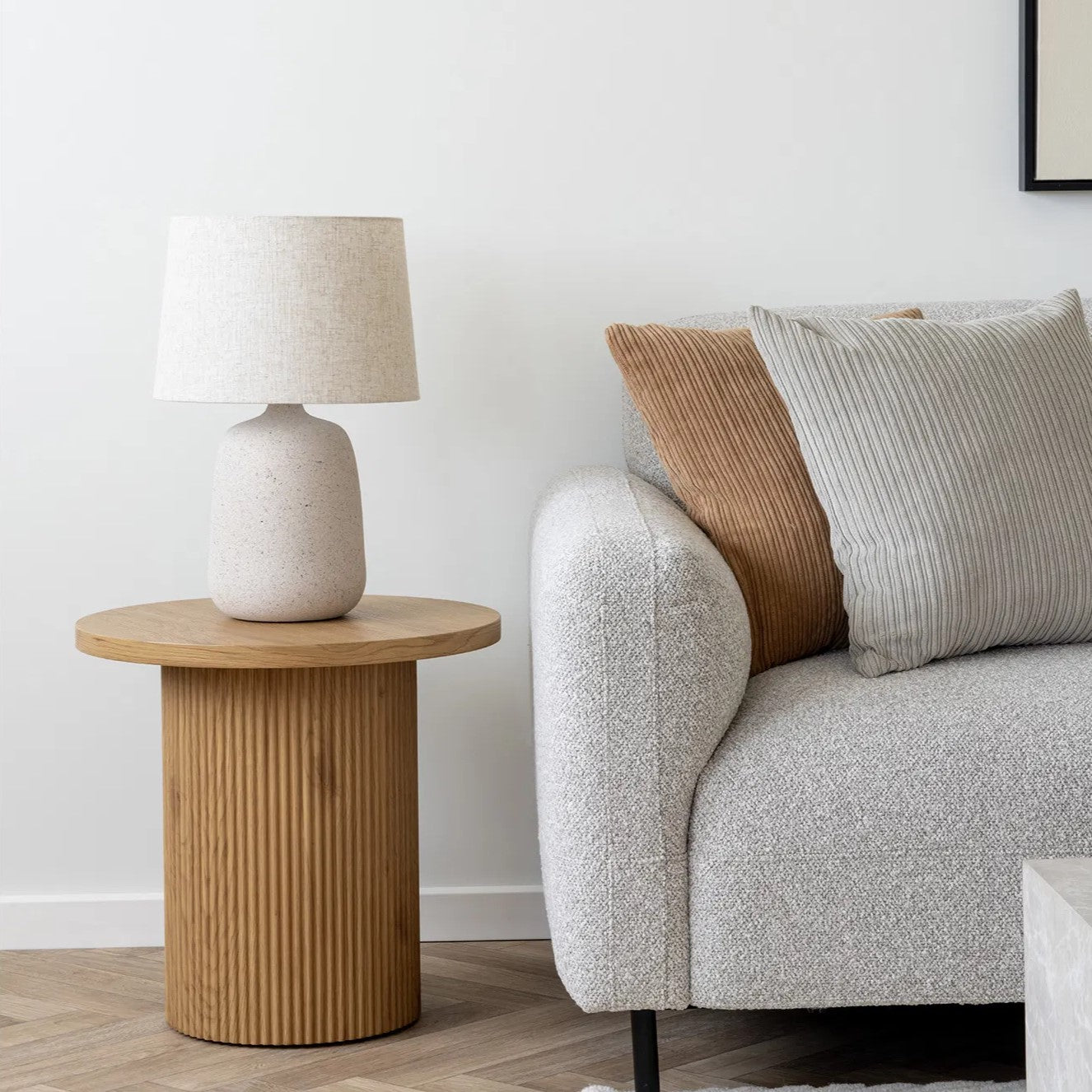 Salvador Lounge Sofa | Light Grey Bouclé | Right