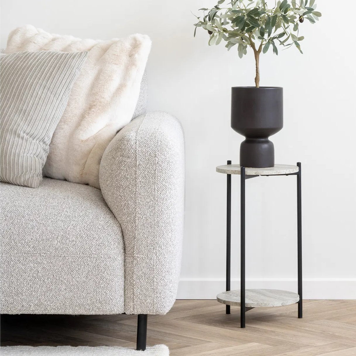 Salvador Lounge Sofa | Light Grey Bouclé | Left