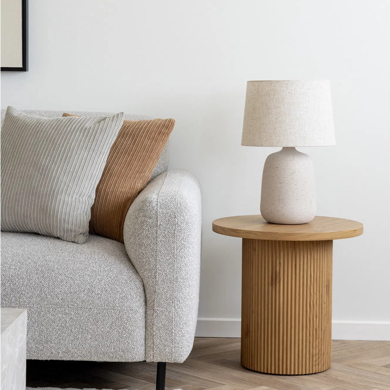 Salvador Lounge Sofa | Light Grey Bouclé | Left